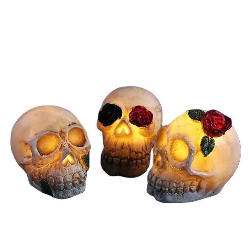 New Halloween Dress Up Props Skull Head Luminous Resin Skull Head Props Bar Dress Up Props
