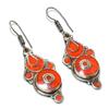 Natural Red Coral Gemstone Handmade Jewelry Earring 2.29" N2u68