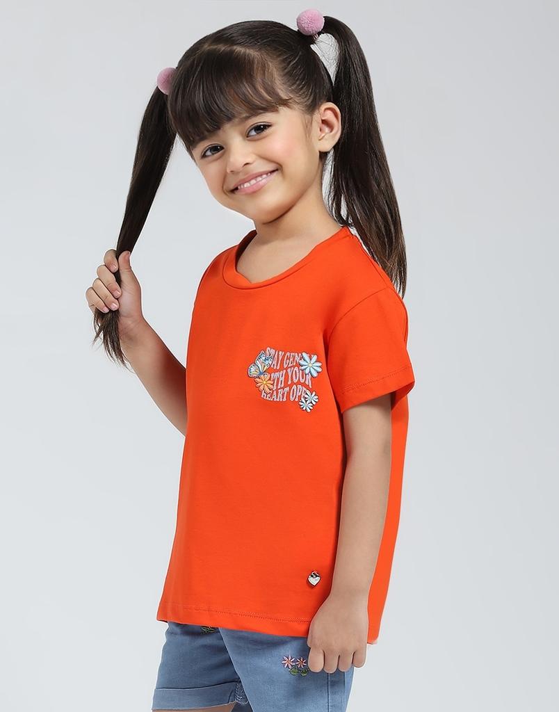 MONTE CARLO Girls Half Sleeve Round Neck Top