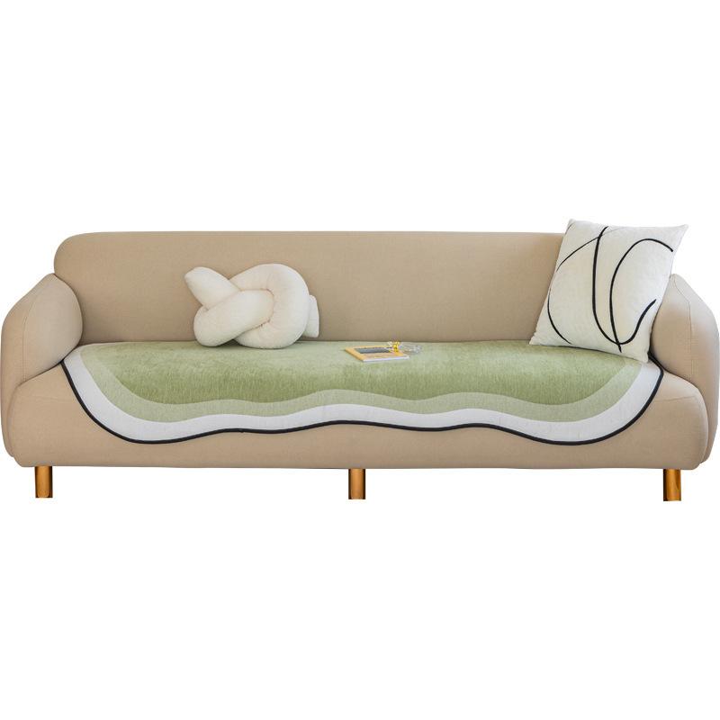 Chenille Irregular Sofa Cushion Special-Shaped Cushion Four Seasons Universal Non-Slip Anti-Scratching Solid Color Matcha Green One Piece