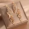 2023 Retro Long Leaf Tassel Teardrop Rhinestone Earrings