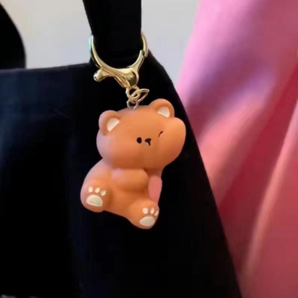1Pair Cute Resin Bear Couple Magnetic Keychain Cartoon Animal Doll Bag Pendant Kawaii Key Chains Gifts for Lovers Ornaments
