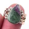 Ruby In Zoisite Handmade Lab-Created 925 Sterling Silver Two Tone Ring S.6 s7C57