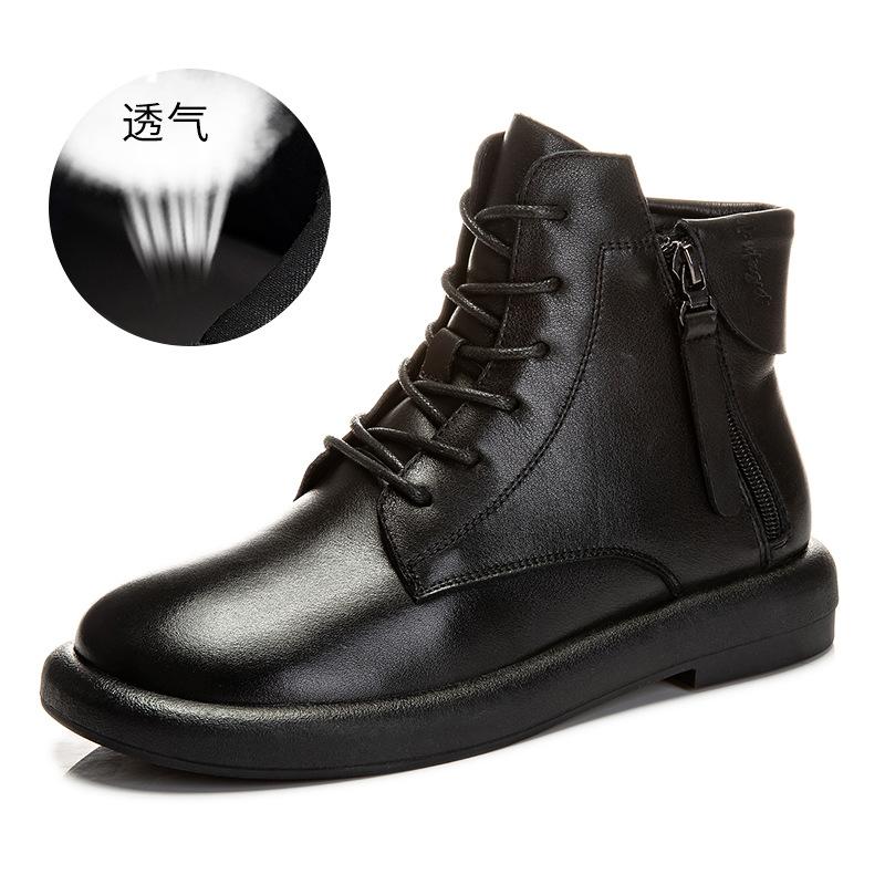 Fleece Leather Martin Boots for Women 2025 Winter New Thick-soled Versatile Short Boots for Women Casual Low-heeled Retro Boots for Women
