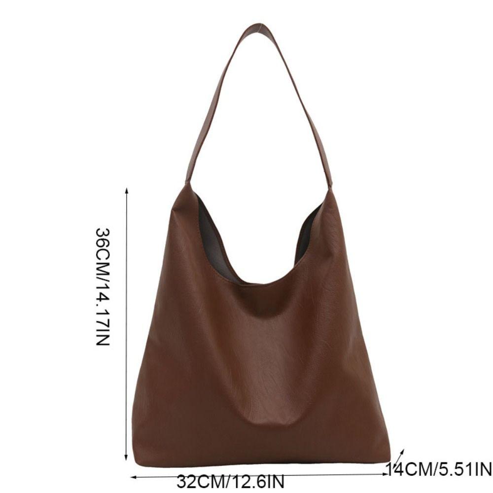 Leather Soft PU Shoulder Bag Large Capacity Underarm Bag Simple Women Handbag  Shopping