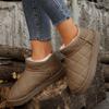 Warm Short Plush Waterproof Leather Snow Boots Women Trend Thick Bottom Winter Ankle Boots Woman Non Slip Platform Cotton Shoes