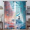 The Whale At the Bottom of the Sea Kitchen Curtains for Camera Partition Blackout Curtain for Room 2 Panel Shades Living Elegant