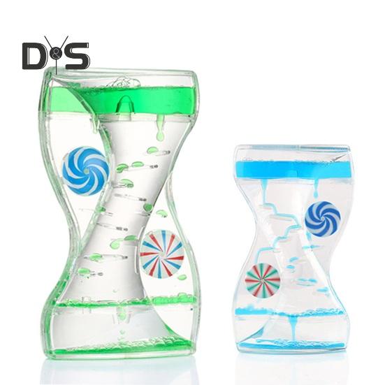 Liquid Motion Bubbler Timer Rotary Wheels Stress Relief Colorful Oil Dropping Hourglass Fidget Toy Home Office Desktop Decoration Kids Adults Gift