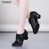 Genuine Leather New Women's Dance Toe Top Layer Cowhide Mid-heel Latin Dance Modern Dance Shoes Women's Soft Bottom Sports Shoes