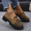 Leather Oxford Shoes for Women Pumps Fashion Slip On Paisley Women Shoes Square Mid Heels Platform Shoes Woman Loafers Plus Size