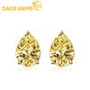 SACE GEMS Copper Alloy Zircon Pear Shaped Cut Water Drop Earrings Female Color Treasure Earrings Yellow Pink Earrings