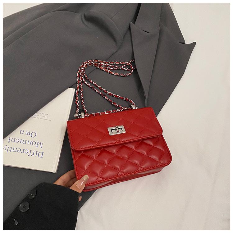 Stylish Casual Simple Small Square Bag Women's 2025 New Trendy Fashion Diamond Chain Bag Single Shoulder Crossbody Small Square Bag