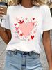 (Asian Size) Tee Top Love Heart Trend 90s Print Women Woman Fashion Clothing T Shirt  Female Short Sleeve Graphic T-shirts