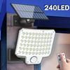 Nice Solar Lights Outdoor 240 LED 3 Modes Motion Sensor Flood Lights With Remote IP65 Security Solar Lights For Outside Wall Lig