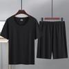 2 Pcs/Set Trendy Solid Color Sportswear Breathable Pure Men Night Clothes Male Summer Pajamas