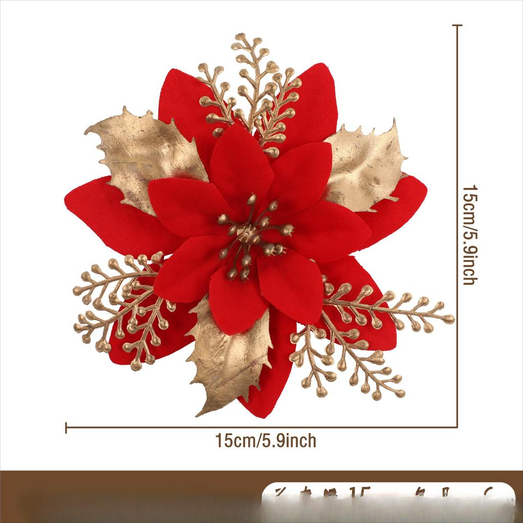 Christmas Simulation Gold Powder Flower Christmas Tree Pendant Diy Garland Gold and Silver Fake Flower Decoration Accessories