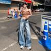 2025 Spring High-Waist Wide-Leg Jeans for Women - Floor-Length Slim Drape Style
