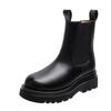 Women's Platform Boots Fashion Mid Calf Boots New Casual Leather Boots for Women Winter Plush Warm Ankle Boot Black Chelsea Boot