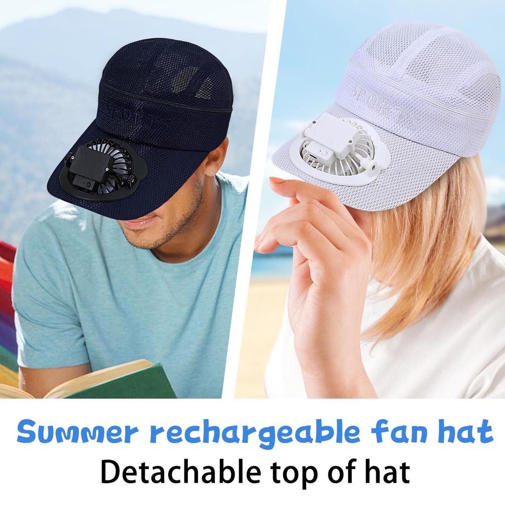 Летняя перезаряжаемая шляпа-вентилятор с сильным ветром и регулируемым солнцем для взрослых с козырьком и кепкой с открытым верхом для отдыха и путешествий