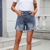 Women's Mid Rise Ripped Jean Shorts Casual Distressed Stretchy Denim Shorts Summer Frayed Hem Short Pants