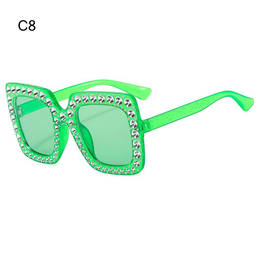 Crystal Oversized Sunglasses for Women Rhinestone Square Diamond Sun Glasses Retro Big Frame Sparkling Glasses