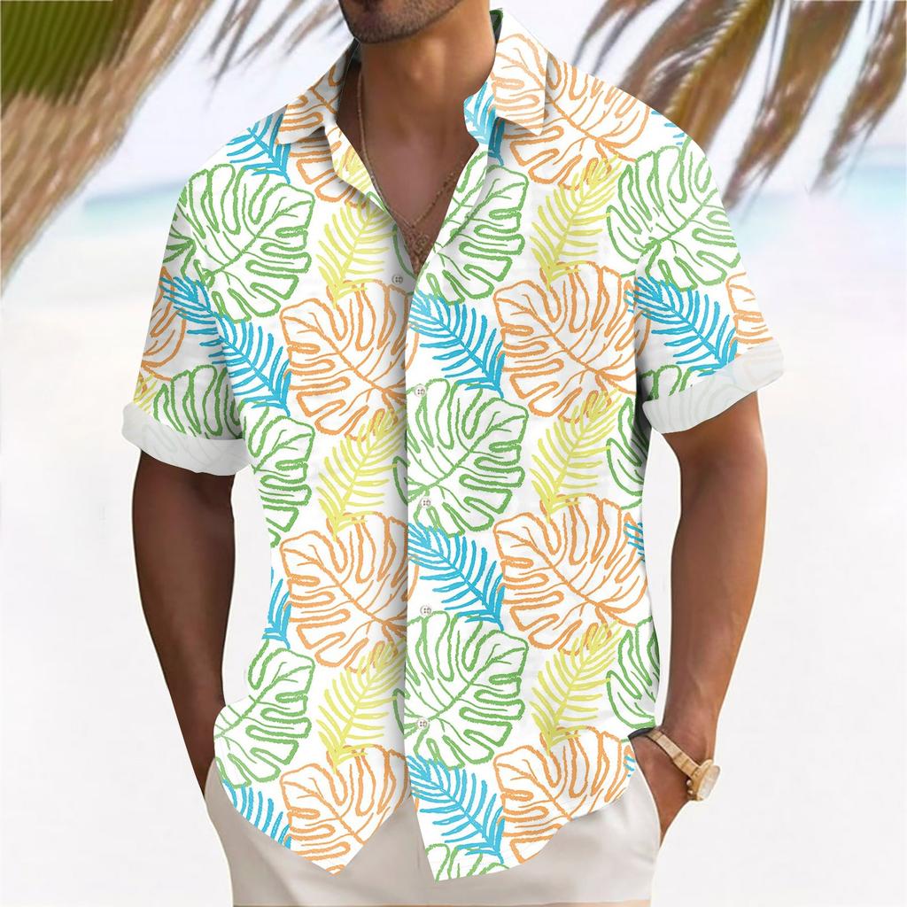 Hawaiian Shirt For Men, Men's Vintage Button Down Bowling Shirts Short Sleeve Summer Beach Shirt