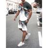 New Gradient Texture T-Shirt Men's Two-Piece Summer New Shorts Suit Fashion 3D Printing Street Casual Sportswear Men's Models