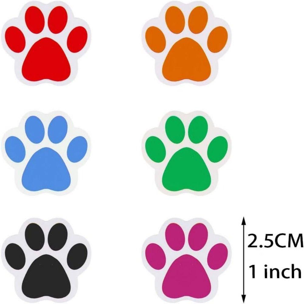 500 Pcs Dog Paw Dog Paw Sticker Colorful/Black Pet Dog Paw Sticker Hand Account Stickers  Children