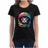Birthday Gift Black T-shirt with Galactic Cat Print Graphic Printed Short Sleeve Shirts Y2k Streetwear Graphic T Shirts