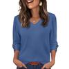 Women's Fashion Casual Solid Color V-neck  T-shirt Top