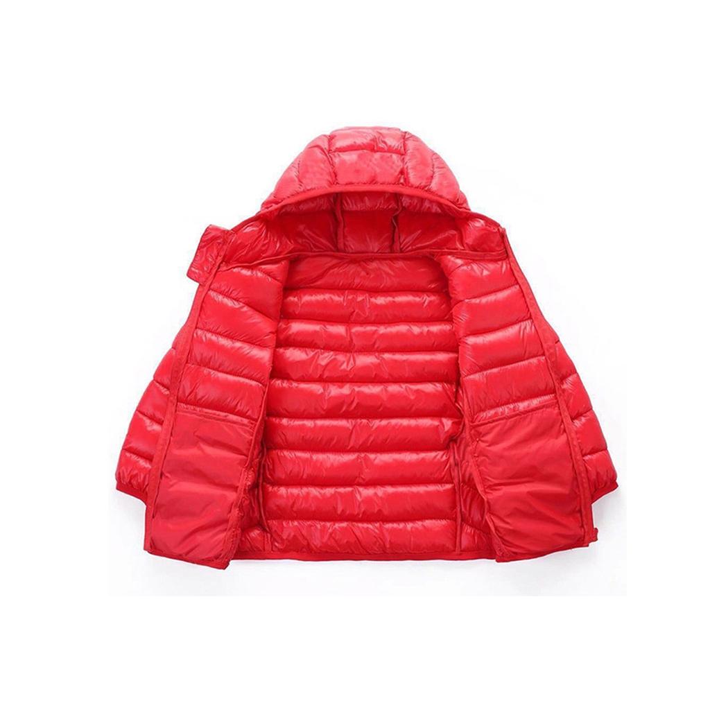 Children's Solid Color Down Jackets Boys And Girls Hooded Light Thin Warm Cotton Jackets