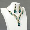 Women Necklace Earrings Set Luxury Symmetric Retro Rhinestone Hollow Out Anti-allergy Hanging