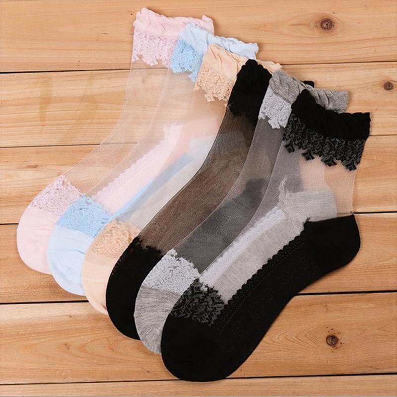 Fashion Lace Ruffle Ankle Soft Mesh Knit Frill Women Trim Women Transparent Socks