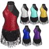 Girls Tango Latin Dance Dress Kids Sequin Tassel Skirted Leotard Professional Competition Ballroom Jazz Dance