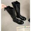 The New Spot Grape Mother Has the Same Style, Washed Horse Leather, High Tube and Thin Medium and Long Boots, Thick Heel and Thick Sole, Genuine L