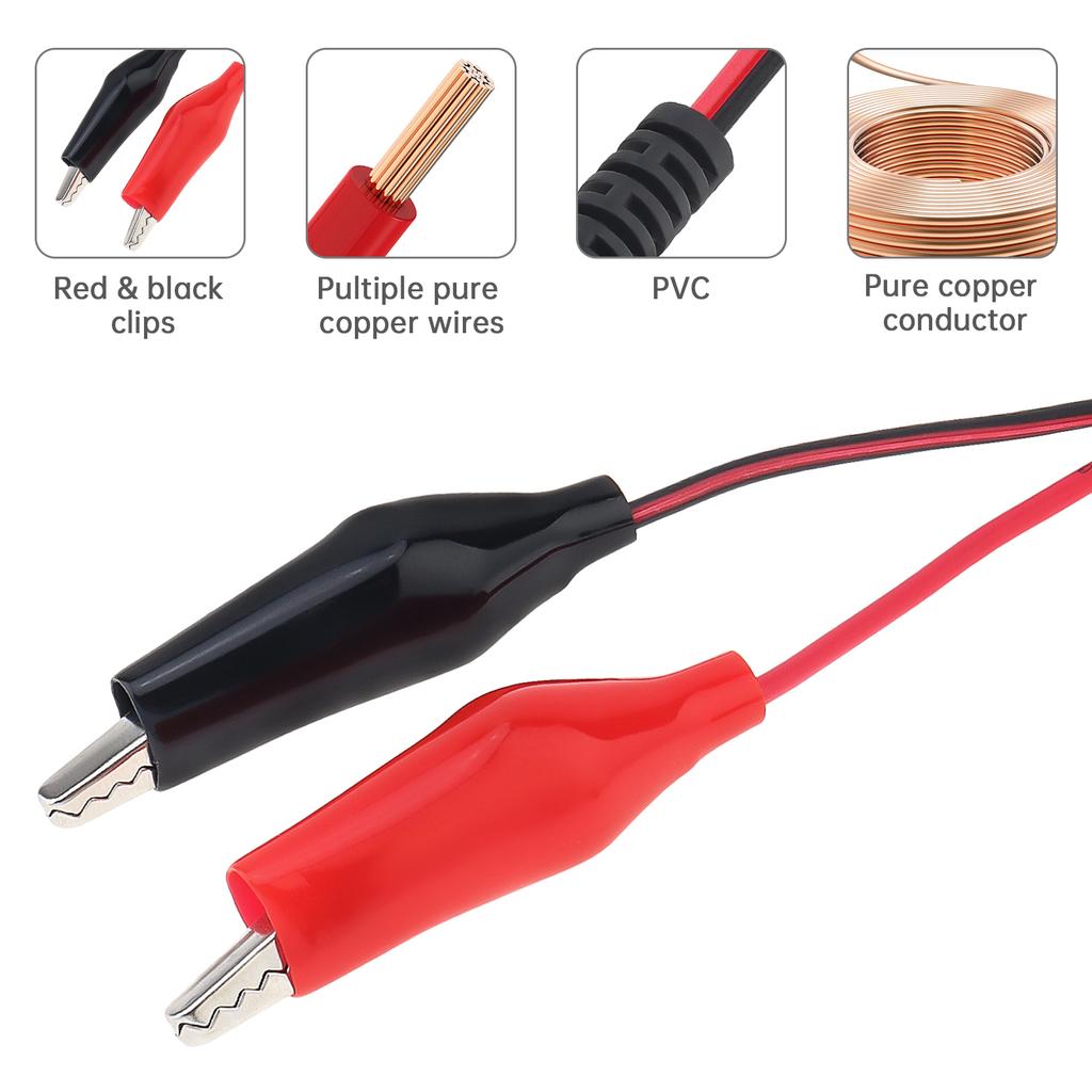 22AWG Power Cable Connector 2.1 X 5.5mm DC Female Jack To Dual Alligator Clip Connector Cable Adapter