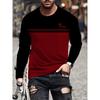 Funny Letter Stripe Print T Shirt For Men Autumn Fashion Loose Cotton Tops Casual O-neck Long Sleeve T-Shirt Men's Clothes Tees