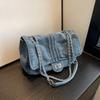Women's Fashion Denim Shoulder Bag - Trendy Solid Color Underarm Handbag & Purse