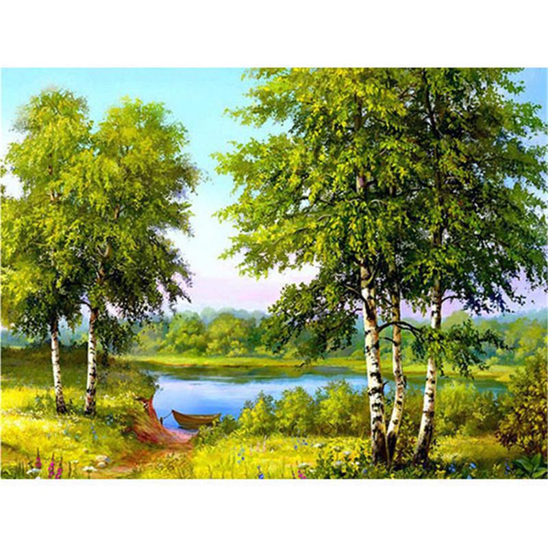 Huacan DIY 5D Landscape Diamond Embroidery Rhinestone Painting Cross Stitch Decor Gift