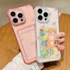 Pink Bowknot Print Clear Soft Silicone Phone Case For iPhone 16 15 Pro Max 14 Pro 13 12 11 Card Slot Shockproof Slim Transparent Bumper Cover