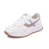 Girls Women's Ladies Female Woman Genuine Leather White Walking Vulcanized Shoes Flats Jogging Sneakers Platform Lace Up Soft