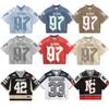 ZYLLO Y2K T Shirt American Fashionable Breathable Splicing Loose Football Jersey Streetwear Casual Breathable Unisex Short Sleeve Top