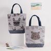 Japanese Cartoon Style Canvas Tote Bag - Luxury Cat & Dog Design for Daily Commute