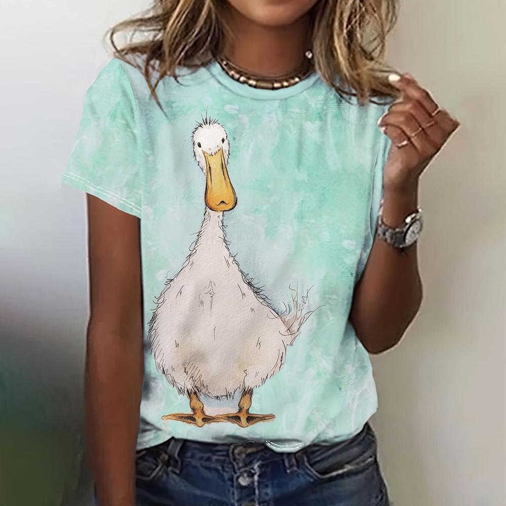 Funny Animal Graphic Women's T Shirts Causal Short Sleeve Top Women Kawaii Fashion Oversized Female Clothing Ladies Summer Tees