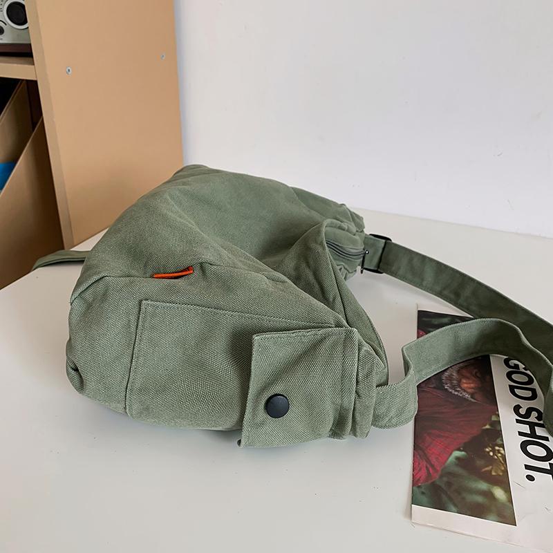 Canvas Bag Women's Large Capacity Crossbody Bag Men Solid Color Shoulder Bag