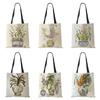 Plant Flowers Shopping Tote Bag Women Canvas Print Shoulder Bag Reusable Harajuku Large Capacity Travel School Handbag