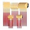 30pcs Gold Dinnerware Set Stainless Steel Cutlery Set Steak Knife Fork Coffee Spoon Flatware Cake Fork Teaspoon Silverware Western Kitchen Tableware