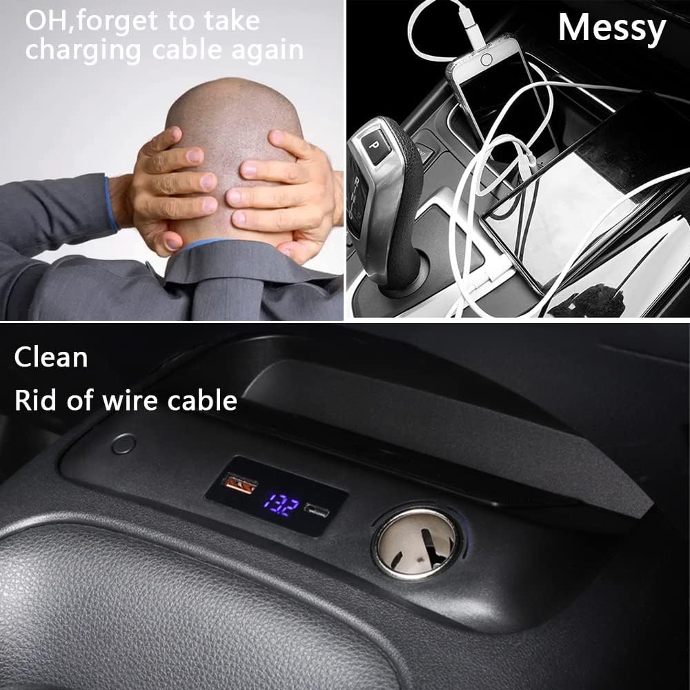 Wireless Charger for Toyota Corolla 2019-2023,Dashboard 15W Wireless Charger Pad,Belt QC 3.0 USB Fast Charging Port,Car Charge Box Suitable for