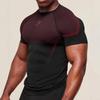 Men's Short Sleeve Gym Sports T-Shirt: Elastic, Crew Neck, Fashion Printed, Fitness Running Training Top