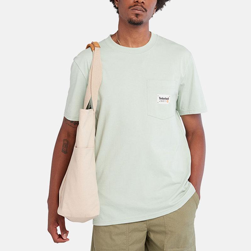 Timberland Solid Color Crew Neck Short Sleeve T-Shirt Men Tops Frost-Green A6QXH-Q43
